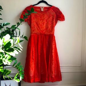 Dick & Jayne orange cap sleeve dress. Lined! Sz Sm